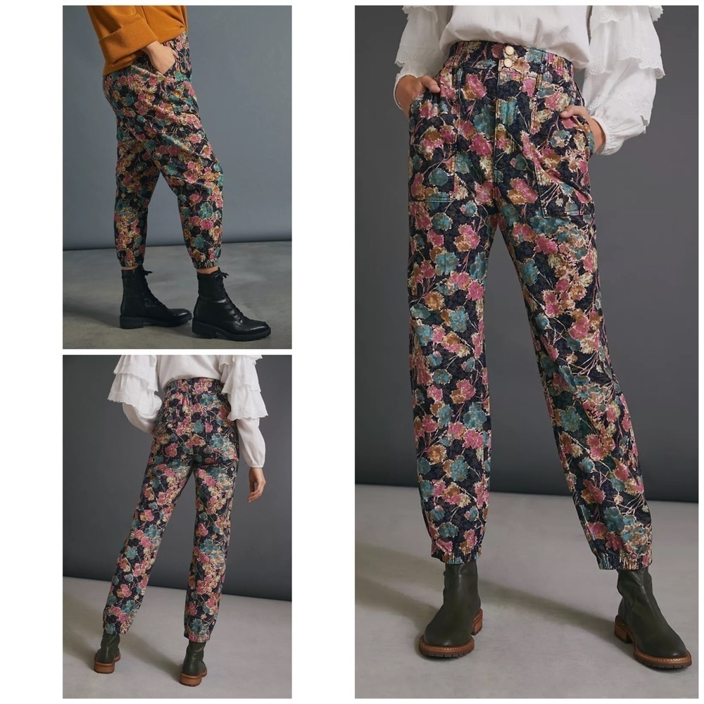 EUC by Anthropologie Anisa Floral Corduroy Joggers Pant S​​​​